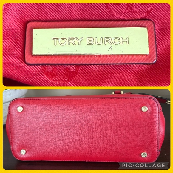 TORY BURCH "ROBINSON" MINI❤️KIR ROYALE❤️SAFFIANO LEATHER DOUBLE ZIP TOTE 🌟EUC🌟 - Picture 14 of 17